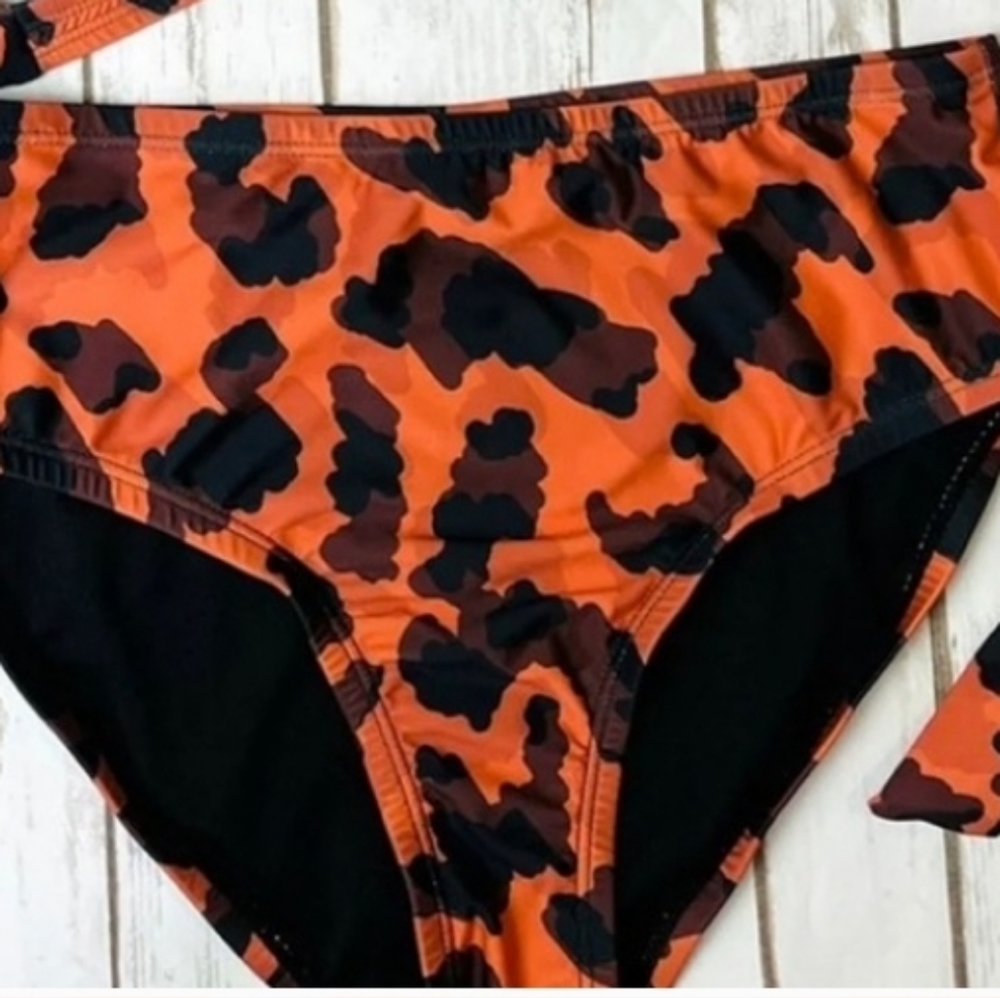 4/$20 Social Angel Red Leopard Cheetah High Waisted Bikini Bottom Size XL